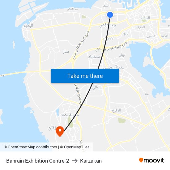 Bahrain Exhibition Centre-2 to Karzakan map