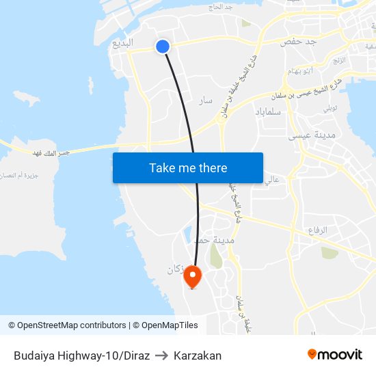 Budaiya Highway-10/Diraz to Karzakan map