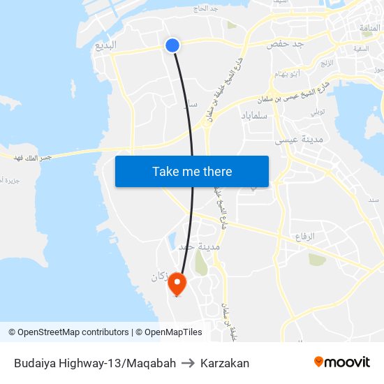 Budaiya Highway-13/Maqabah to Karzakan map