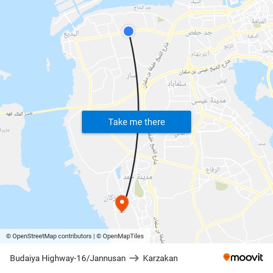 Budaiya Highway-16/Jannusan to Karzakan map