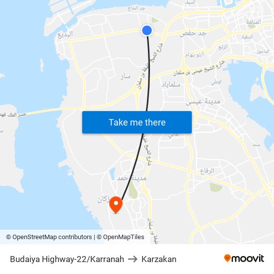 Budaiya Highway-22/Karranah to Karzakan map