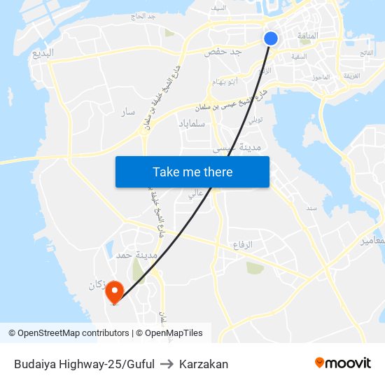 Budaiya Highway-25/Guful to Karzakan map