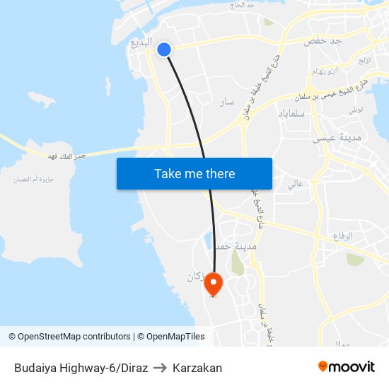 Budaiya Highway-6/Diraz to Karzakan map