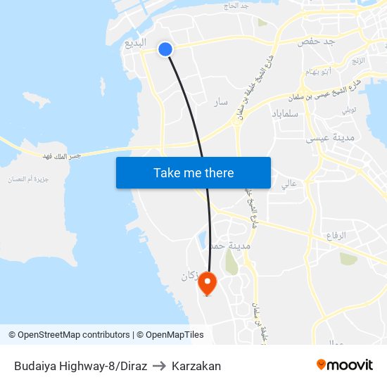 Budaiya Highway-8/Diraz to Karzakan map