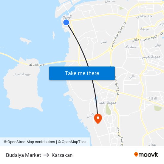 Budaiya Market to Karzakan map