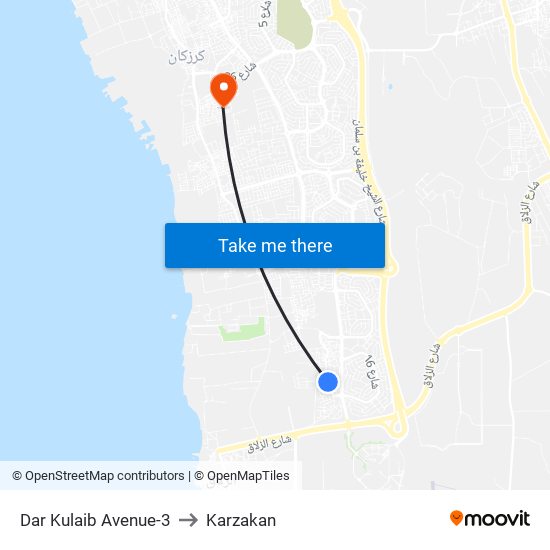 Dar Kulaib Avenue-3 to Karzakan map
