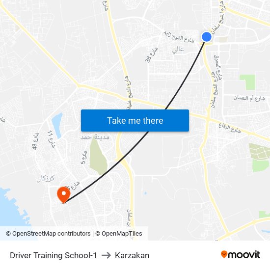 Driver Training School-1 to Karzakan map