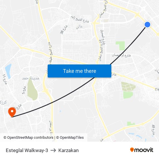 Esteglal Walkway-3 to Karzakan map