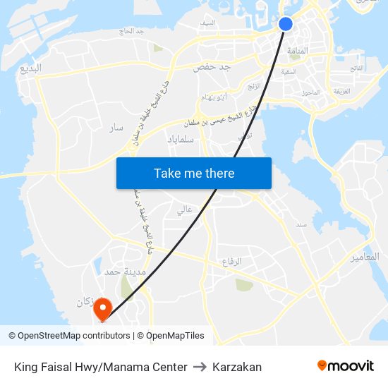 King Faisal Hwy/Manama Center to Karzakan map