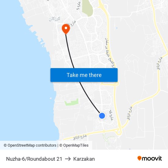 Nuzha-6/Roundabout 21 to Karzakan map