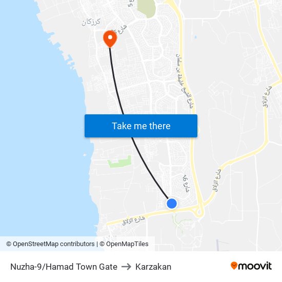 Nuzha-9/Hamad Town Gate to Karzakan map