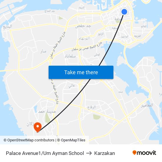 Palace Avenue1/Um Ayman School to Karzakan map