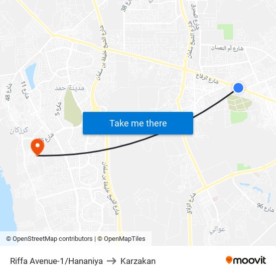 Riffa Avenue-1/Hananiya to Karzakan map