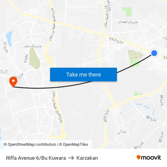 Riffa Avenue-6/Bu Kuwara to Karzakan map