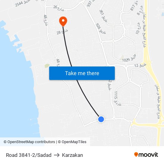 Road 3841-2/Sadad to Karzakan map