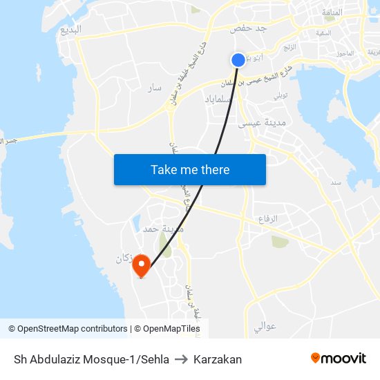 Sh Abdulaziz Mosque-1/Sehla to Karzakan map