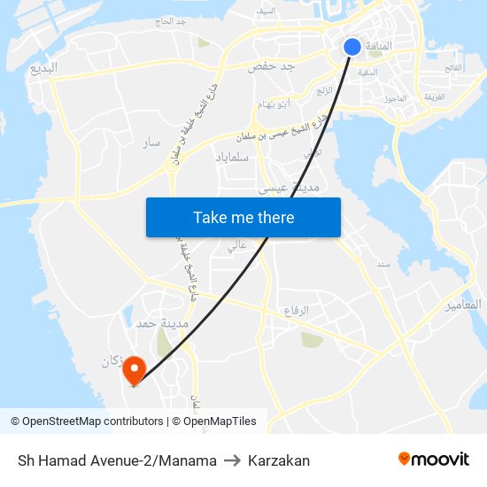 Sh Hamad Avenue-2/Manama to Karzakan map