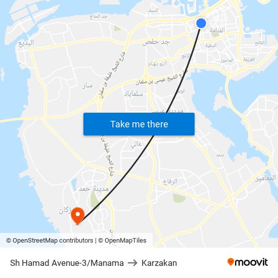 Sh Hamad Avenue-3/Manama to Karzakan map