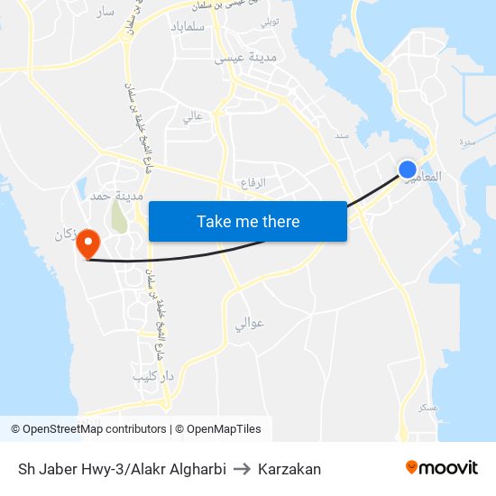 Sh Jaber Hwy-3/Alakr Algharbi to Karzakan map