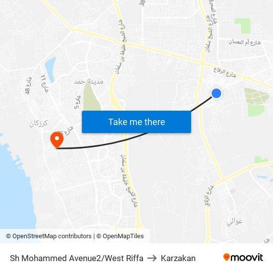 Sh Mohammed Avenue2/West Riffa to Karzakan map