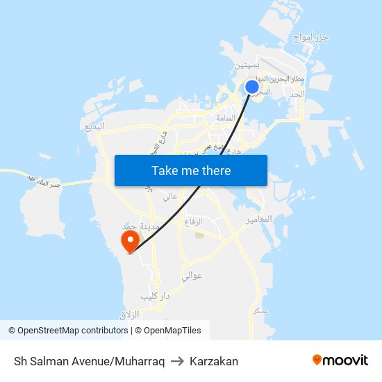 Sh Salman Avenue/Muharraq to Karzakan map