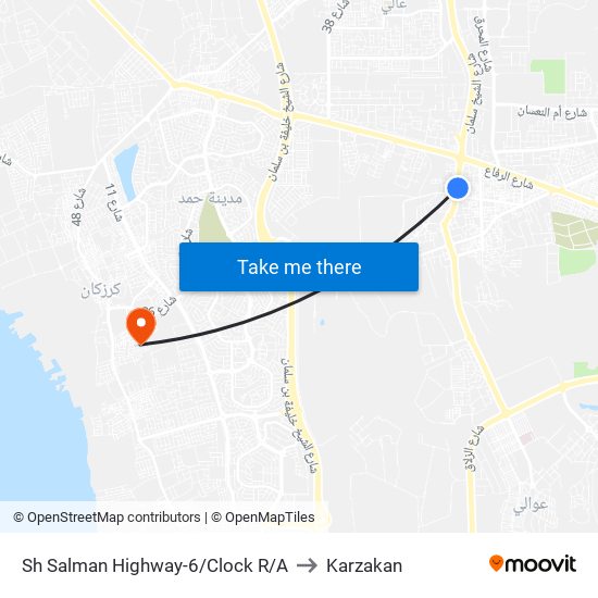 Sh Salman Highway-6/Clock R/A to Karzakan map