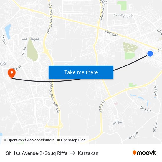 Sh. Isa Avenue-2/Souq Riffa to Karzakan map