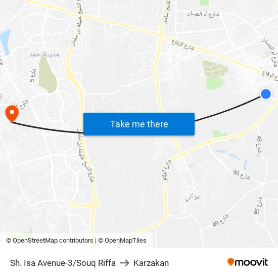 Sh. Isa Avenue-3/Souq Riffa to Karzakan map