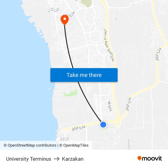 University Terminus to Karzakan map