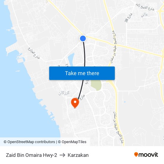 Zaid Bin Omaira Hwy-2 to Karzakan map