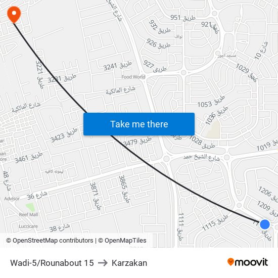 Wadi-5/Rounabout 15 to Karzakan map
