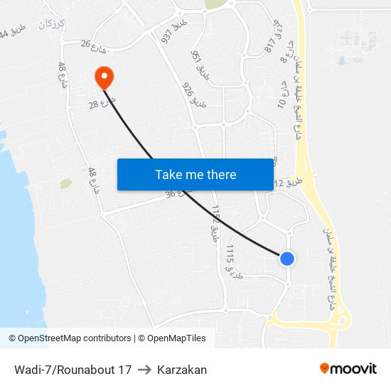 Wadi-7/Rounabout 17 to Karzakan map