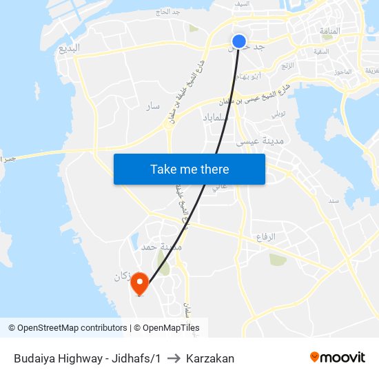 Budaiya Highway - Jidhafs/1 to Karzakan map