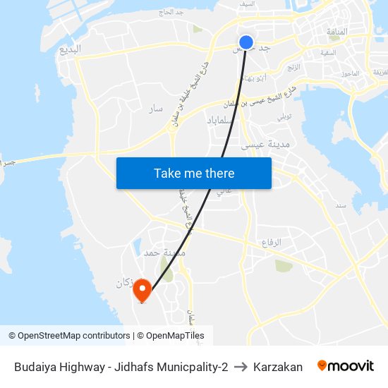 Budaiya Highway - Jidhafs Municpality-2 to Karzakan map