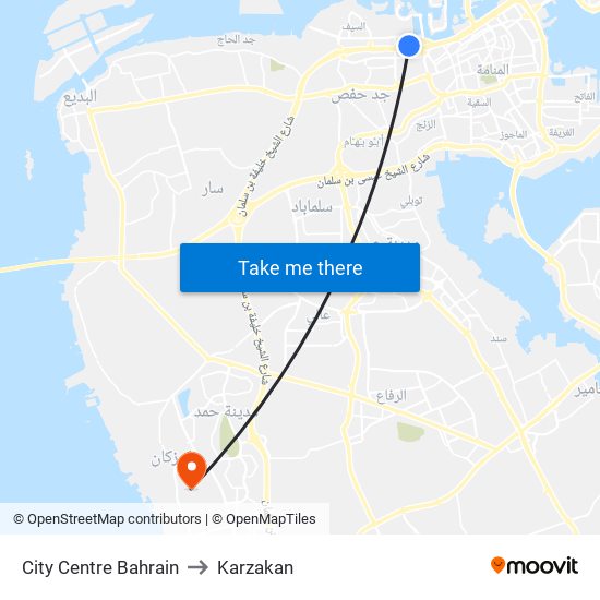 City Centre Bahrain to Karzakan map