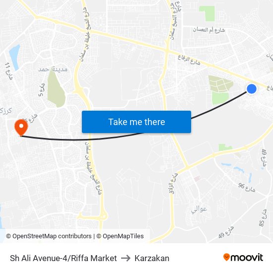 Sh Ali Avenue-4/Riffa Market to Karzakan map