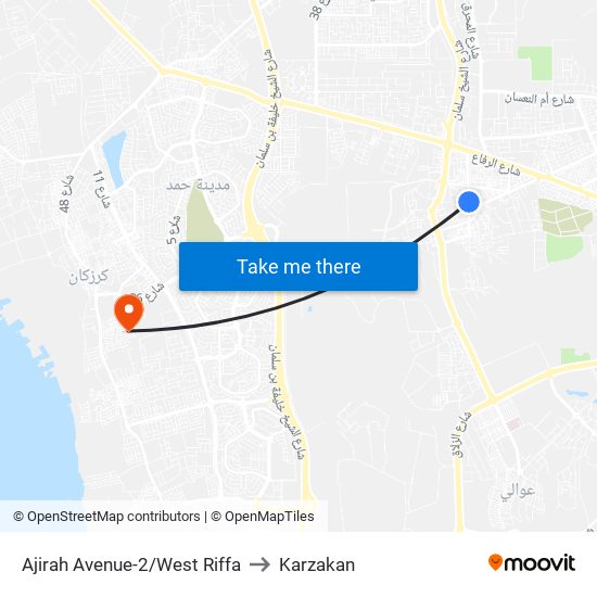 Ajirah Avenue-2/West Riffa to Karzakan map