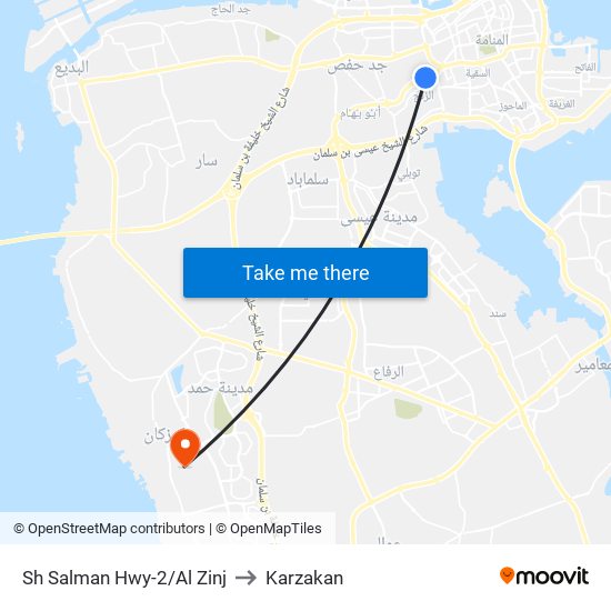 Sh Salman Hwy-2/Al Zinj to Karzakan map