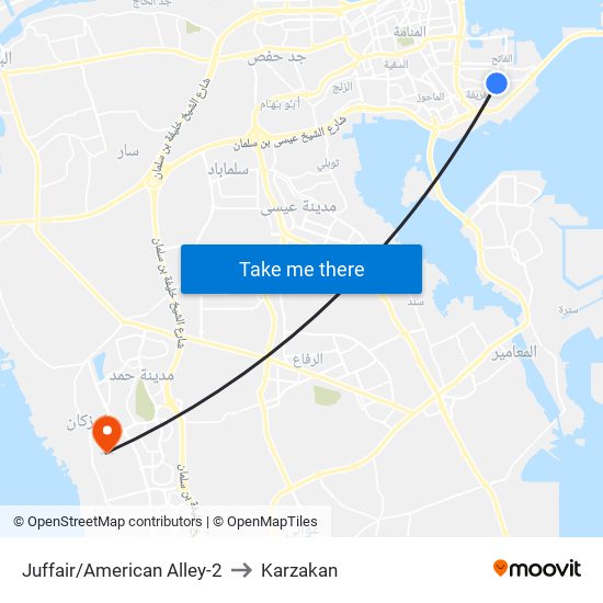 Juffair/American Alley-2 to Karzakan map