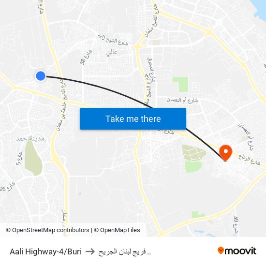 Aali Highway-4/Buri to فريج لبنان الجريح .. map