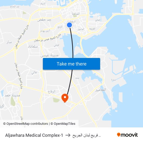 Aljawhara Medical Complex-1 to فريج لبنان الجريح .. map