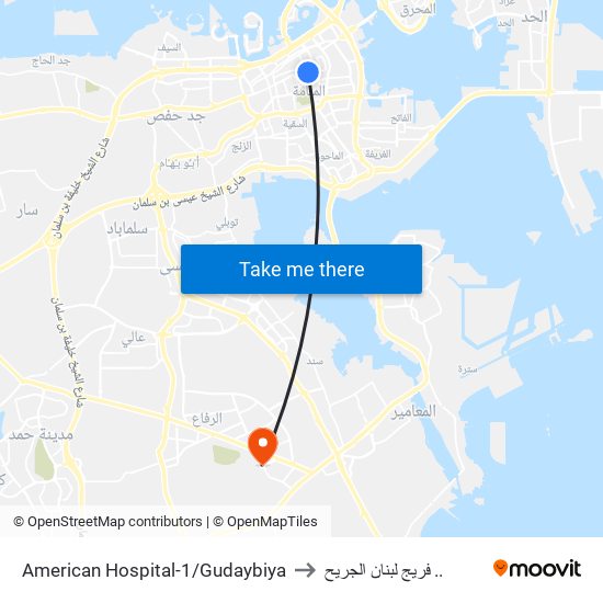 American Hospital-1/Gudaybiya to فريج لبنان الجريح .. map