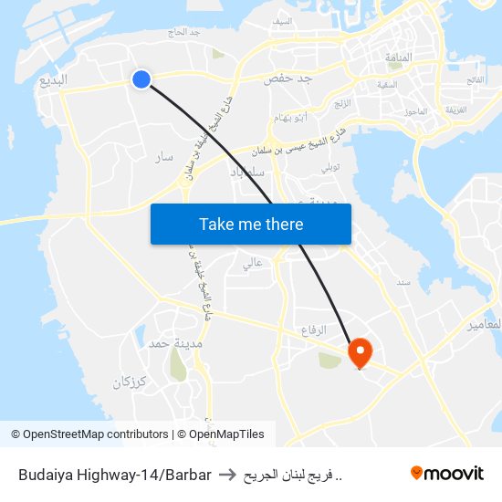 Budaiya Highway-14/Barbar to فريج لبنان الجريح .. map