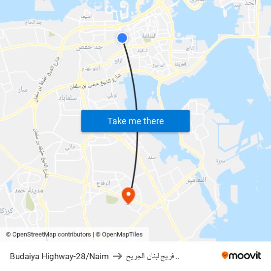 Budaiya Highway-28/Naim to فريج لبنان الجريح .. map