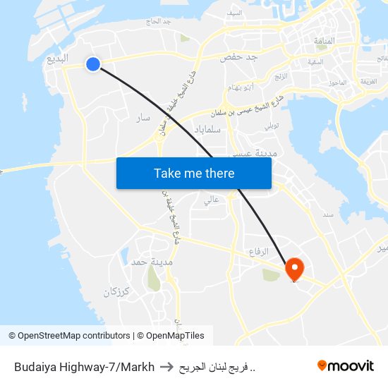 Budaiya Highway-7/Markh to فريج لبنان الجريح .. map