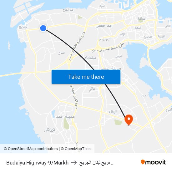 Budaiya Highway-9/Markh to فريج لبنان الجريح .. map