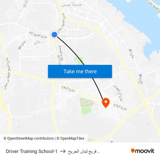 Driver Training School-1 to فريج لبنان الجريح .. map