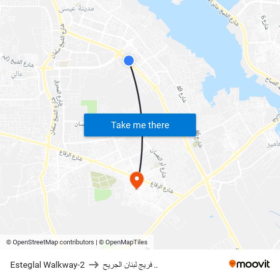 Esteglal Walkway-2 to فريج لبنان الجريح .. map