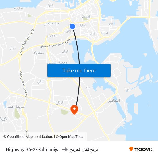 Highway 35-2/Salmaniya to فريج لبنان الجريح .. map
