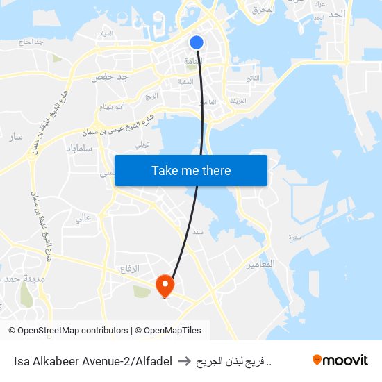 Isa Alkabeer Avenue-2/Alfadel to فريج لبنان الجريح .. map